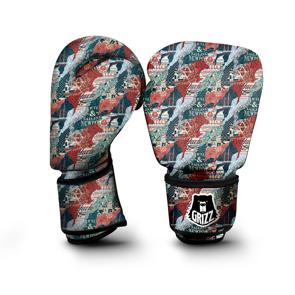 Anchor Abstract Nautical Print Pattern Boxing Gloves-grizzshop