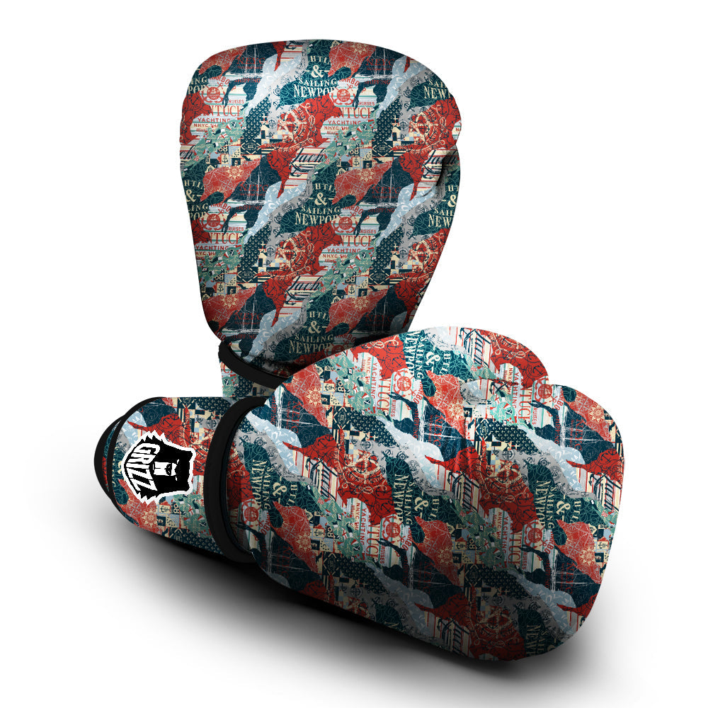 Anchor Abstract Nautical Print Pattern Boxing Gloves-grizzshop
