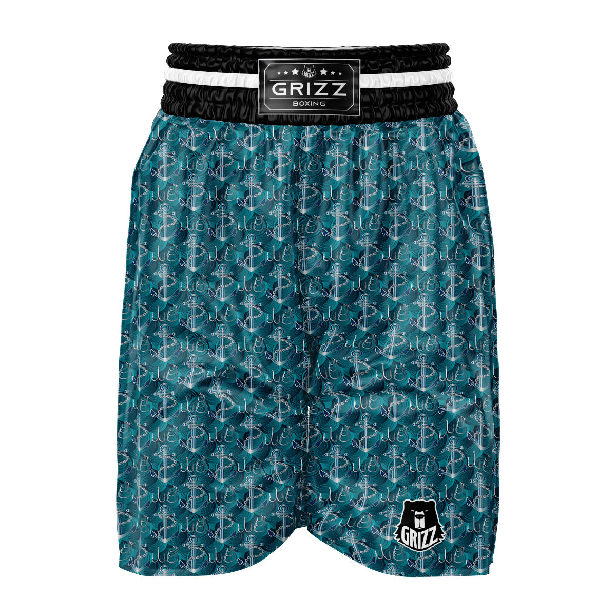 Anchor Blue Print Pattern Boxing Shorts-grizzshop