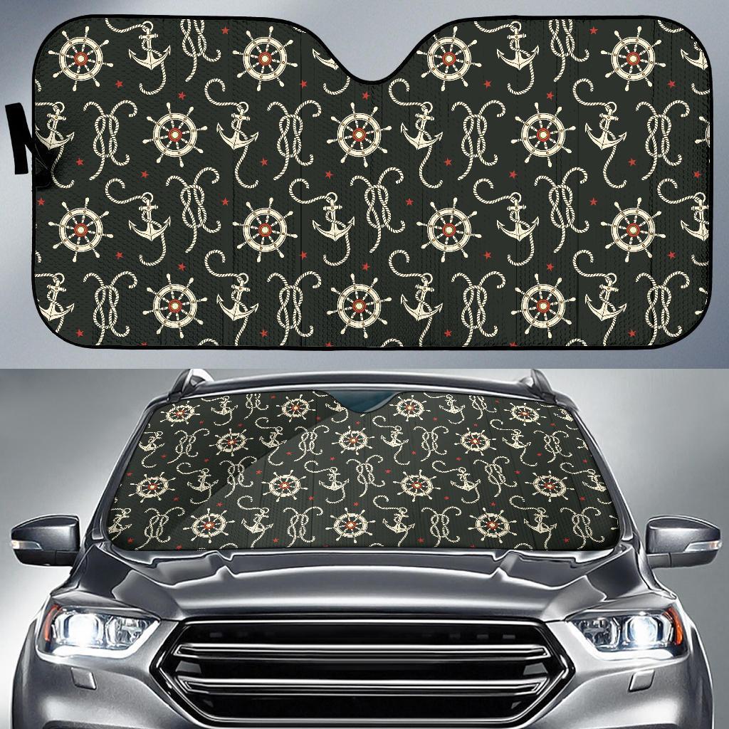 Anchor Nautical Pattern Print Car Sun Shade-grizzshop