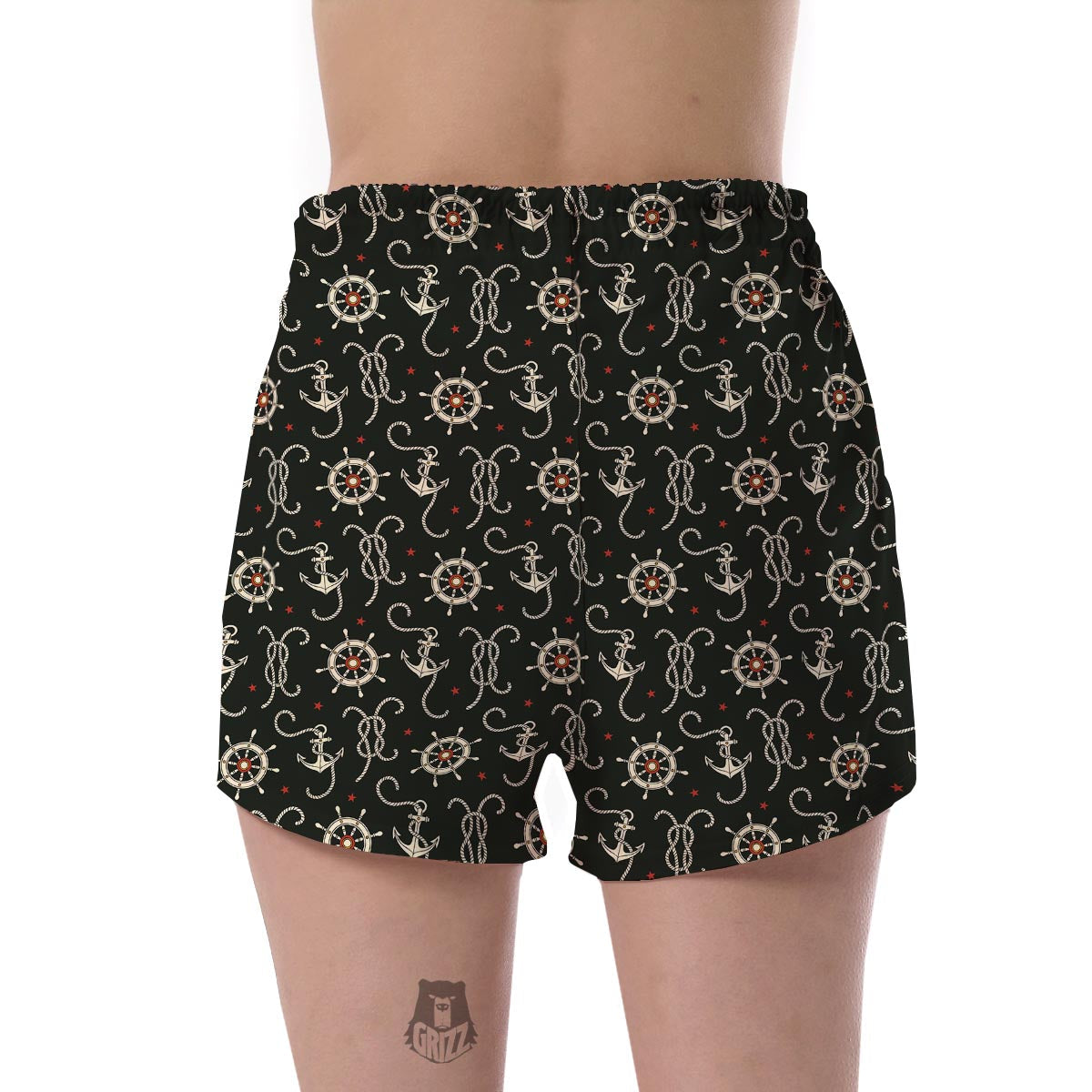Anchor Nautical Pattern Print Women's Shorts-grizzshop