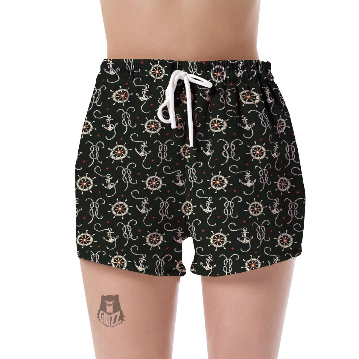 Anchor Nautical Pattern Print Women's Shorts-grizzshop