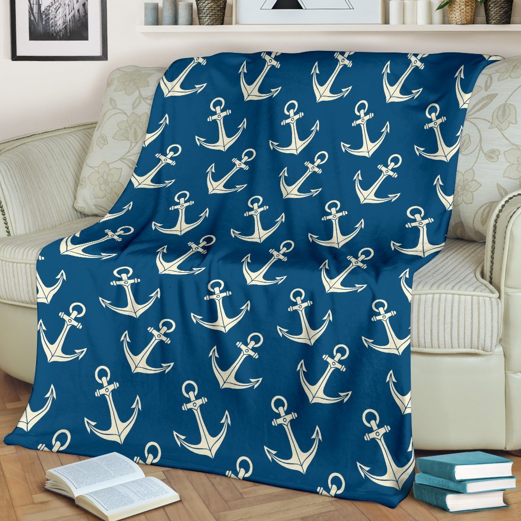 Anchor Nautical Print Pattern Blanket-grizzshop