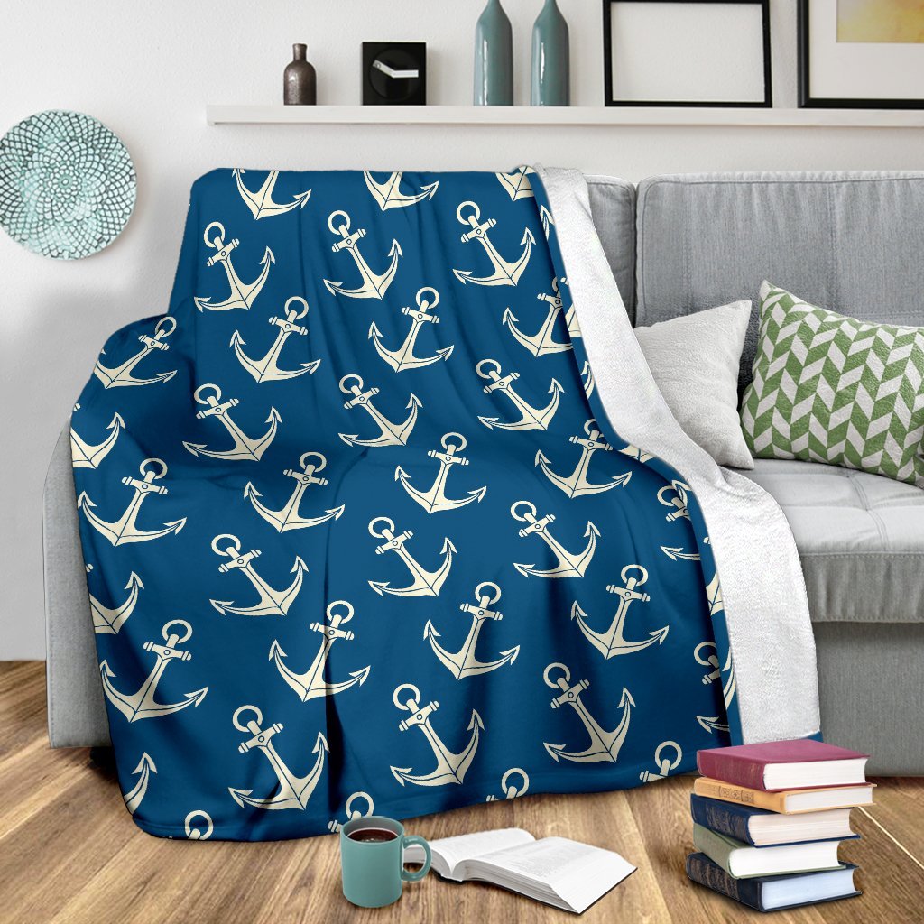 Anchor Nautical Print Pattern Blanket-grizzshop