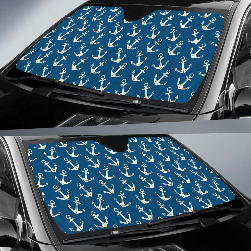 Anchor Nautical Print Pattern Car Sun Shade-grizzshop