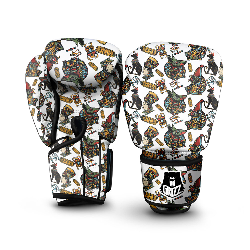 Ancient Egypt Old School Tattoo Print Pattern Boxing Gloves-grizzshop
