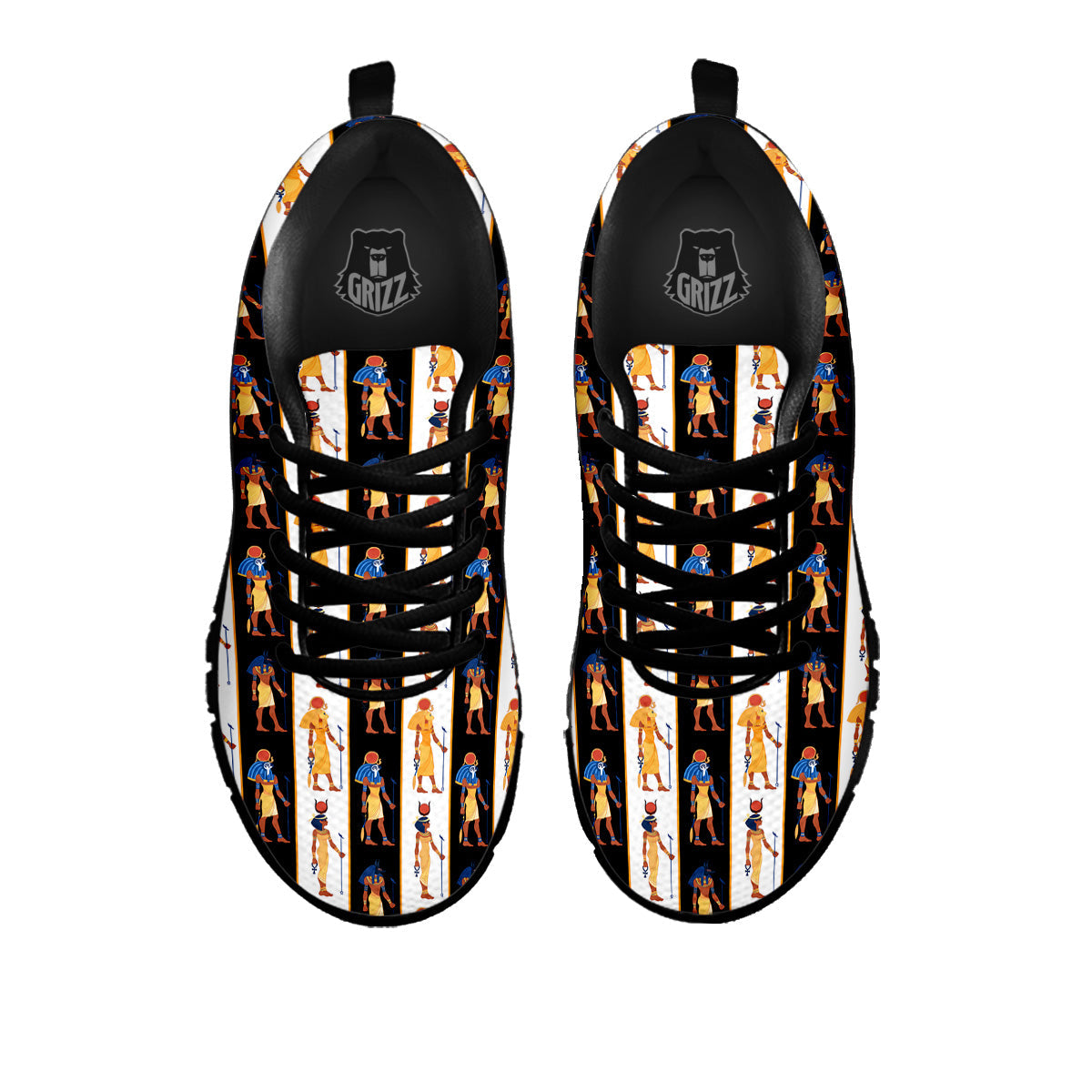 Ancient Egypt Stripe Print Pattern Black Sneaker-grizzshop