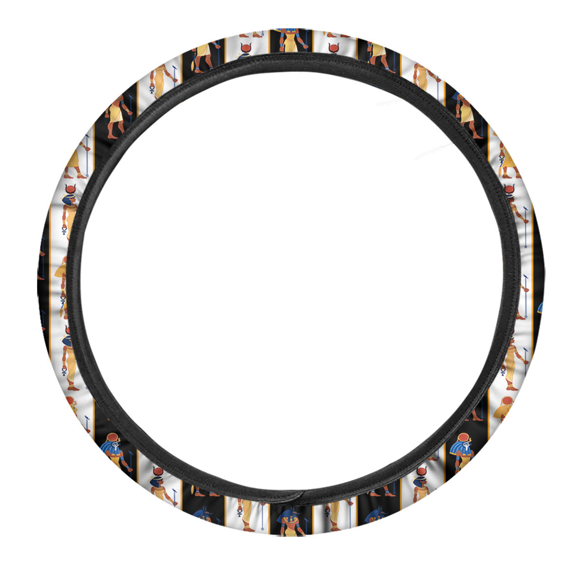 Ancient Egypt Stripe Print Pattern Car Steering Wheel Cover-grizzshop