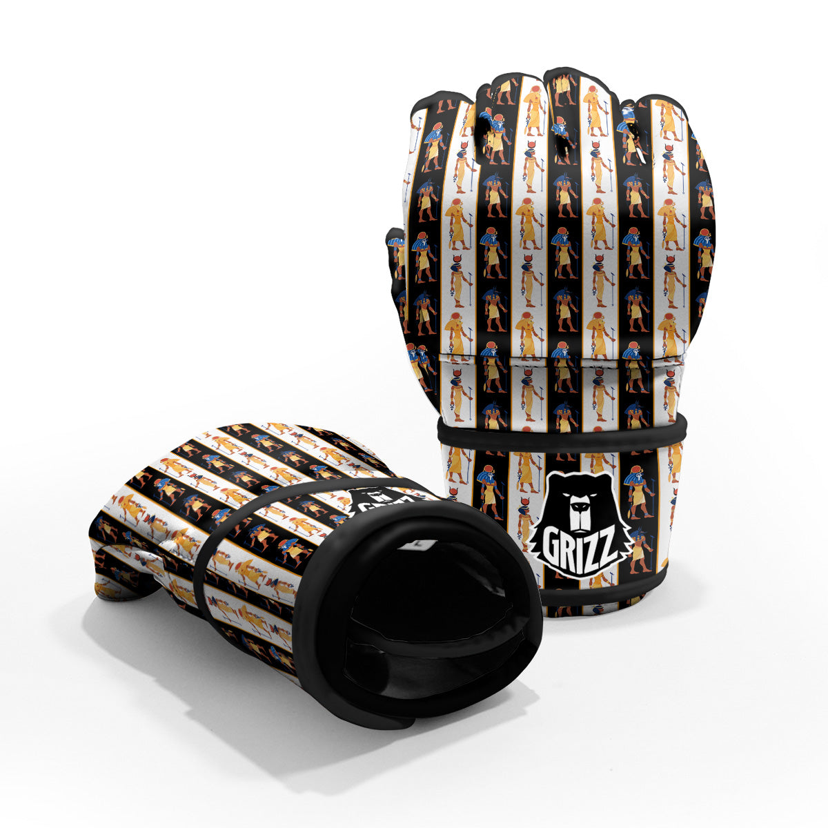 Ancient Egypt Stripe Print Pattern MMA Gloves-grizzshop