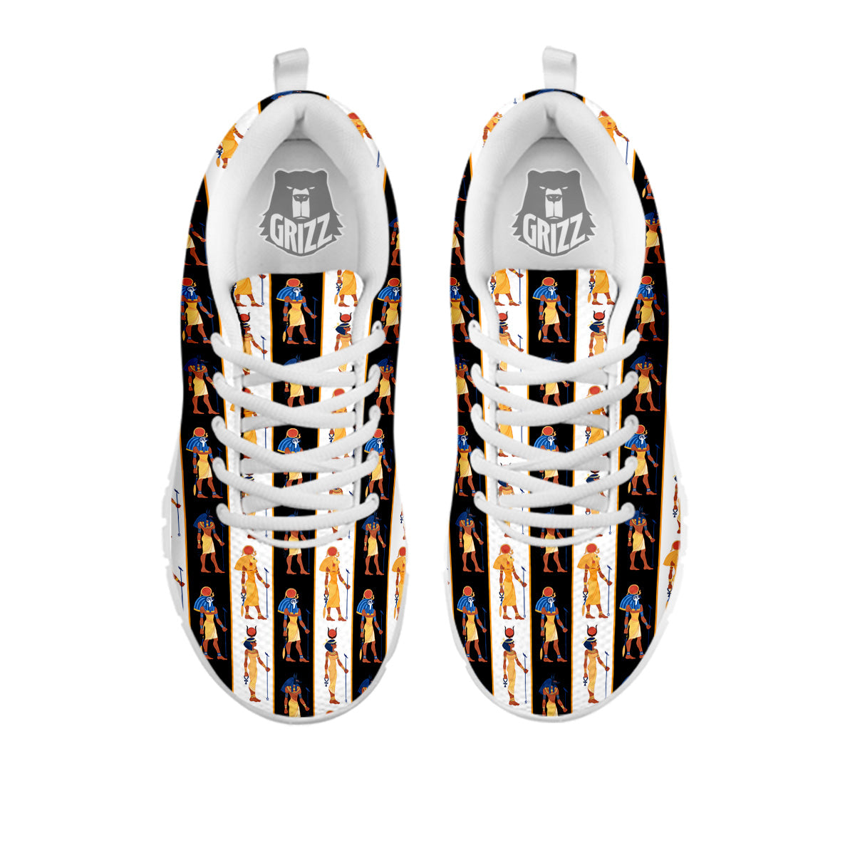 Ancient Egypt Stripe Print Pattern White Sneaker-grizzshop