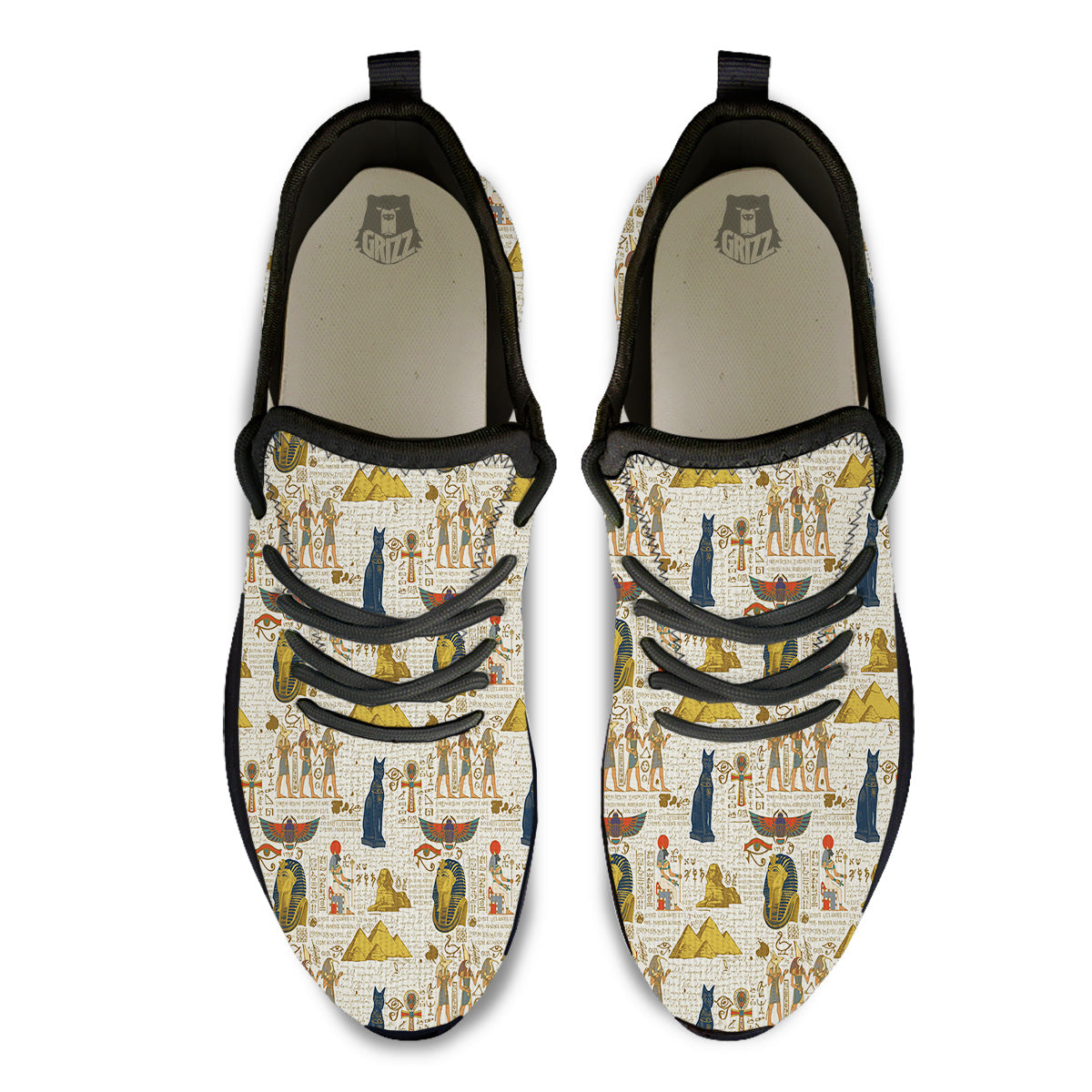 Ancient Egypt Text Print Pattern Black Athletic Shoes-grizzshop