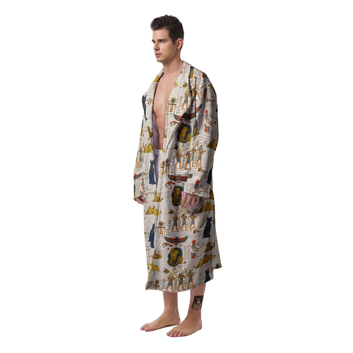 Ancient Egypt Text Print Pattern Men's Robe-grizzshop