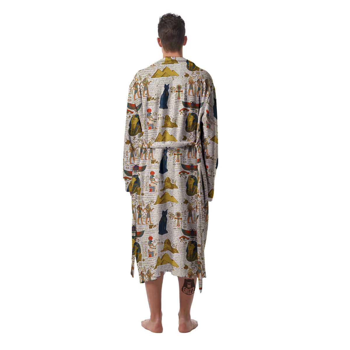 Ancient Egypt Text Print Pattern Men's Robe-grizzshop