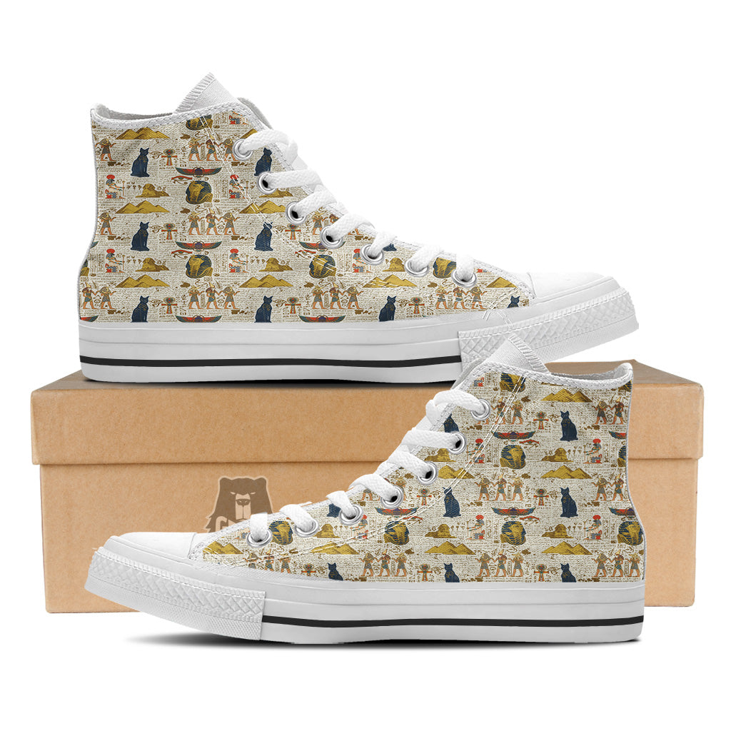 Ancient Egypt Text Print Pattern White High Top Shoes-grizzshop