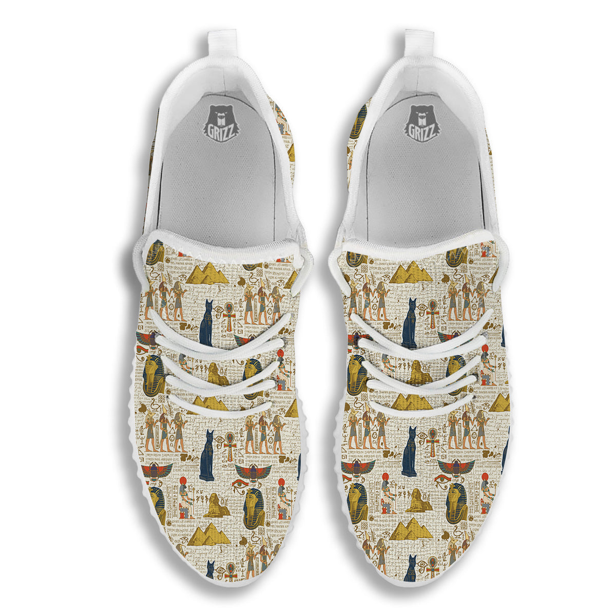 Ancient Egypt Text Print Pattern White Walking Shoes-grizzshop