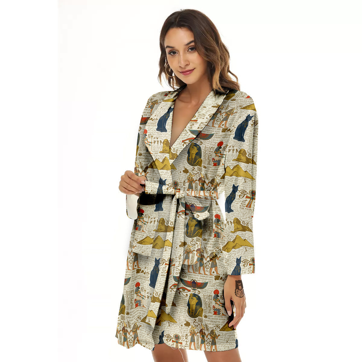 Ancient Egypt Text Print Pattern Women's Robe-grizzshop