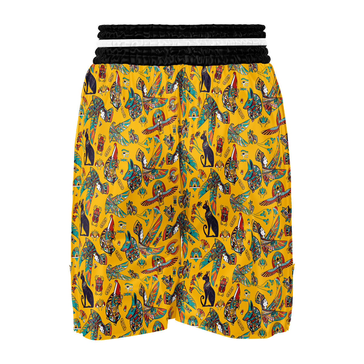 Ancient Egypt Yellow Print Pattern Boxing Shorts-grizzshop