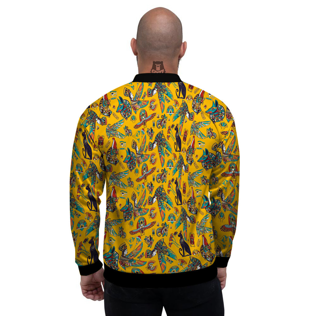 Ancient Egypt Yellow Print Pattern Men's Bomber Jacket-grizzshop