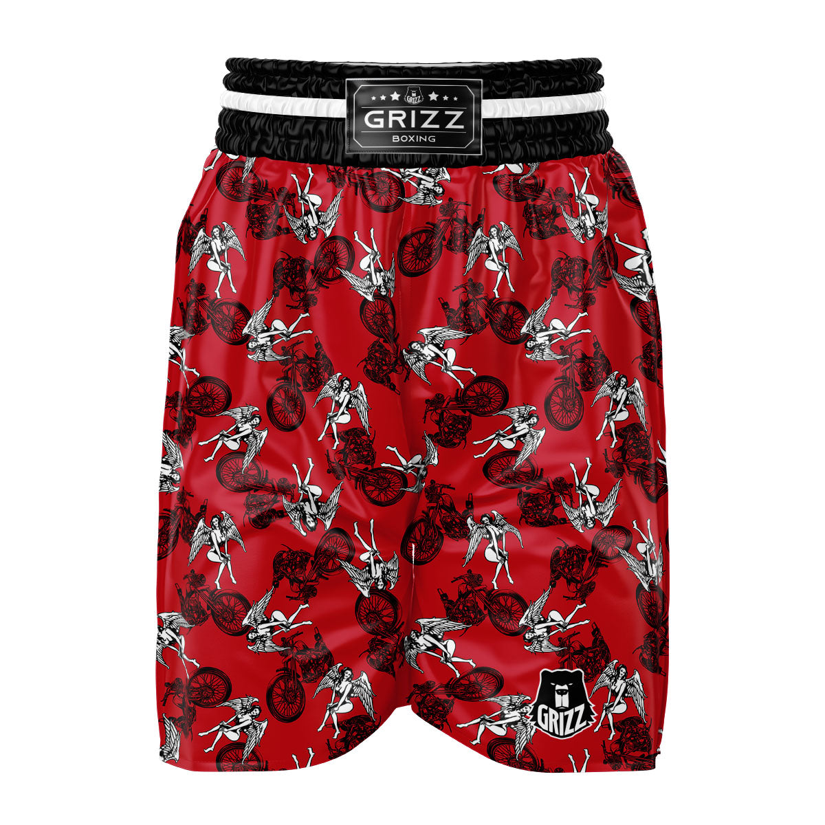 Angel And Motorcycle Print Pattern Boxing Shorts-grizzshop