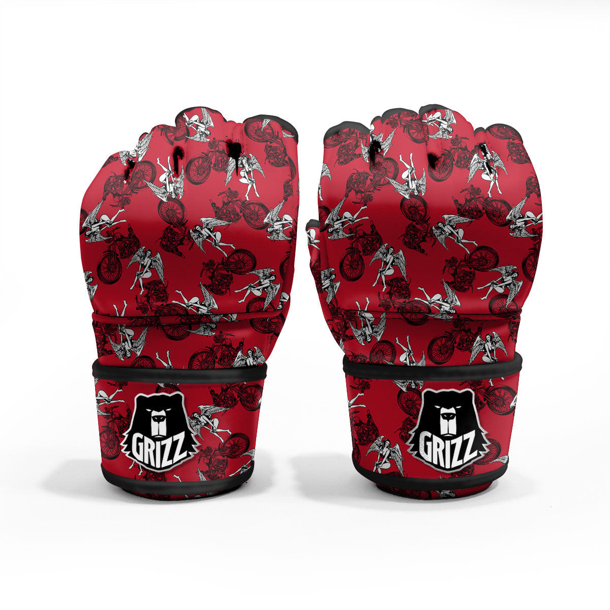 Angel And Motorcycle Print Pattern MMA Gloves-grizzshop