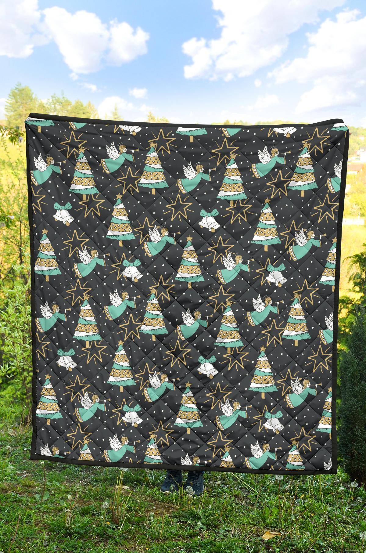 Angel Christmas Print Pattern Quilt-grizzshop