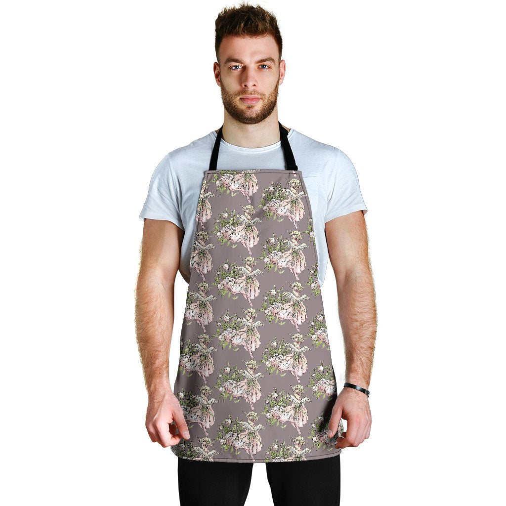 Angel Floral Print Pattern Men's Apron-grizzshop