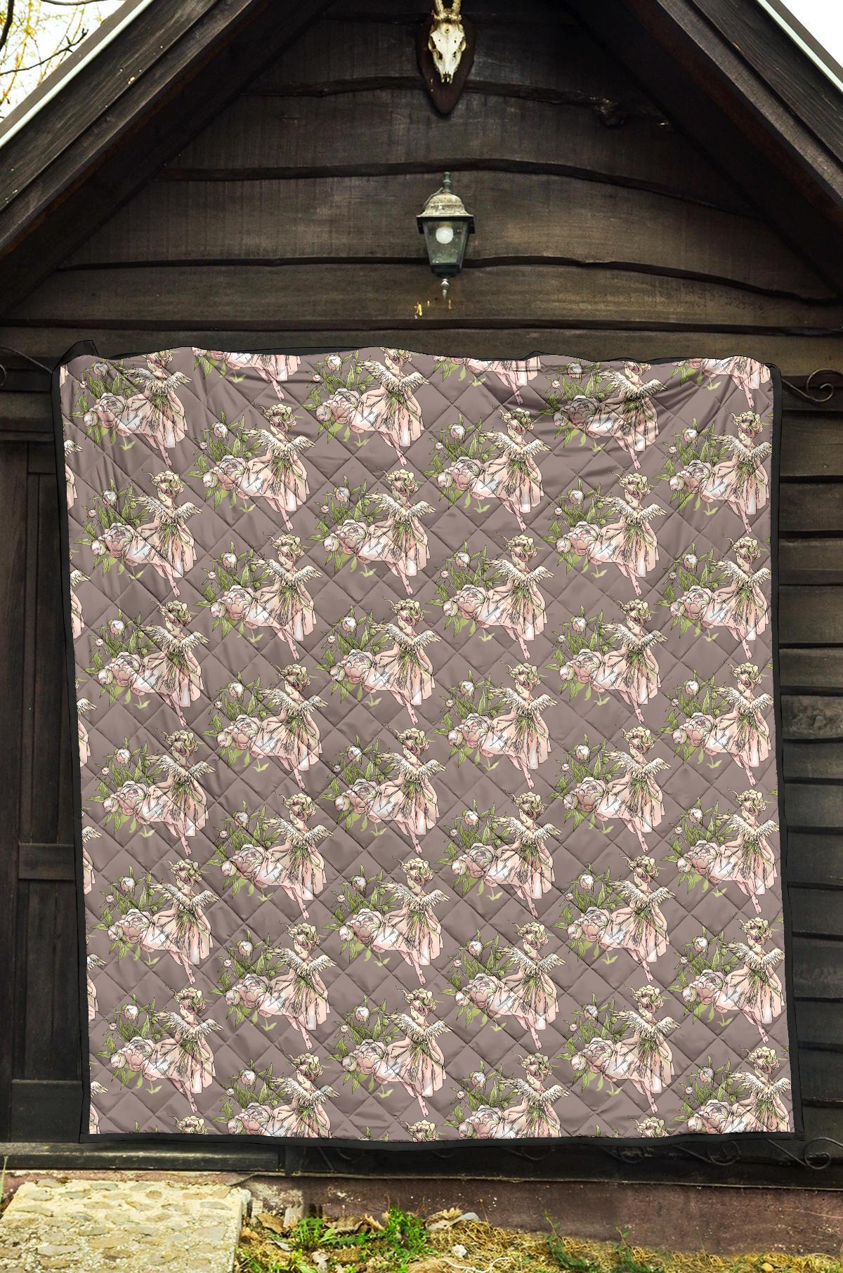 Angel Floral Print Pattern Quilt-grizzshop