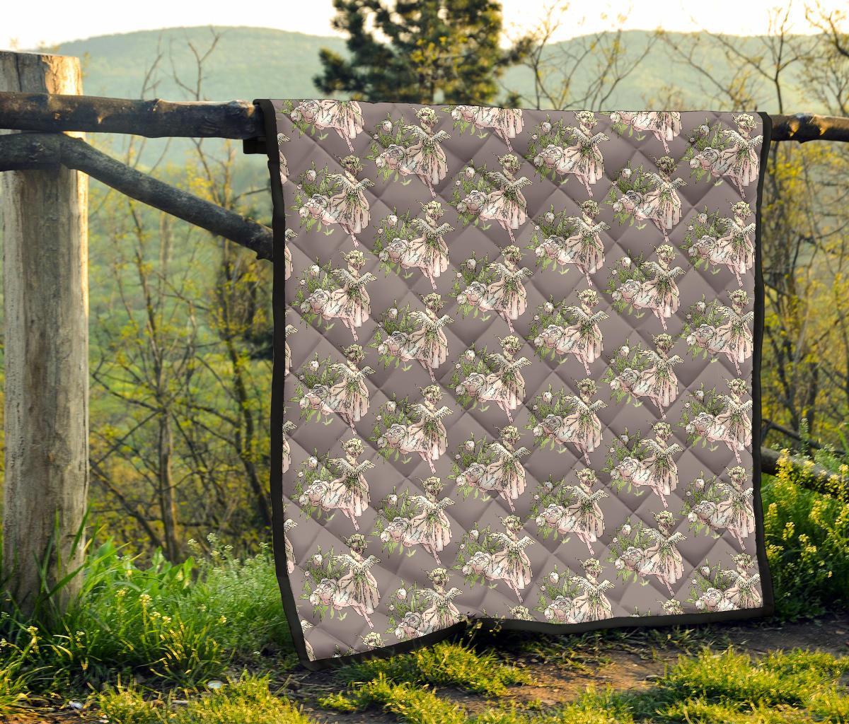 Angel Floral Print Pattern Quilt-grizzshop
