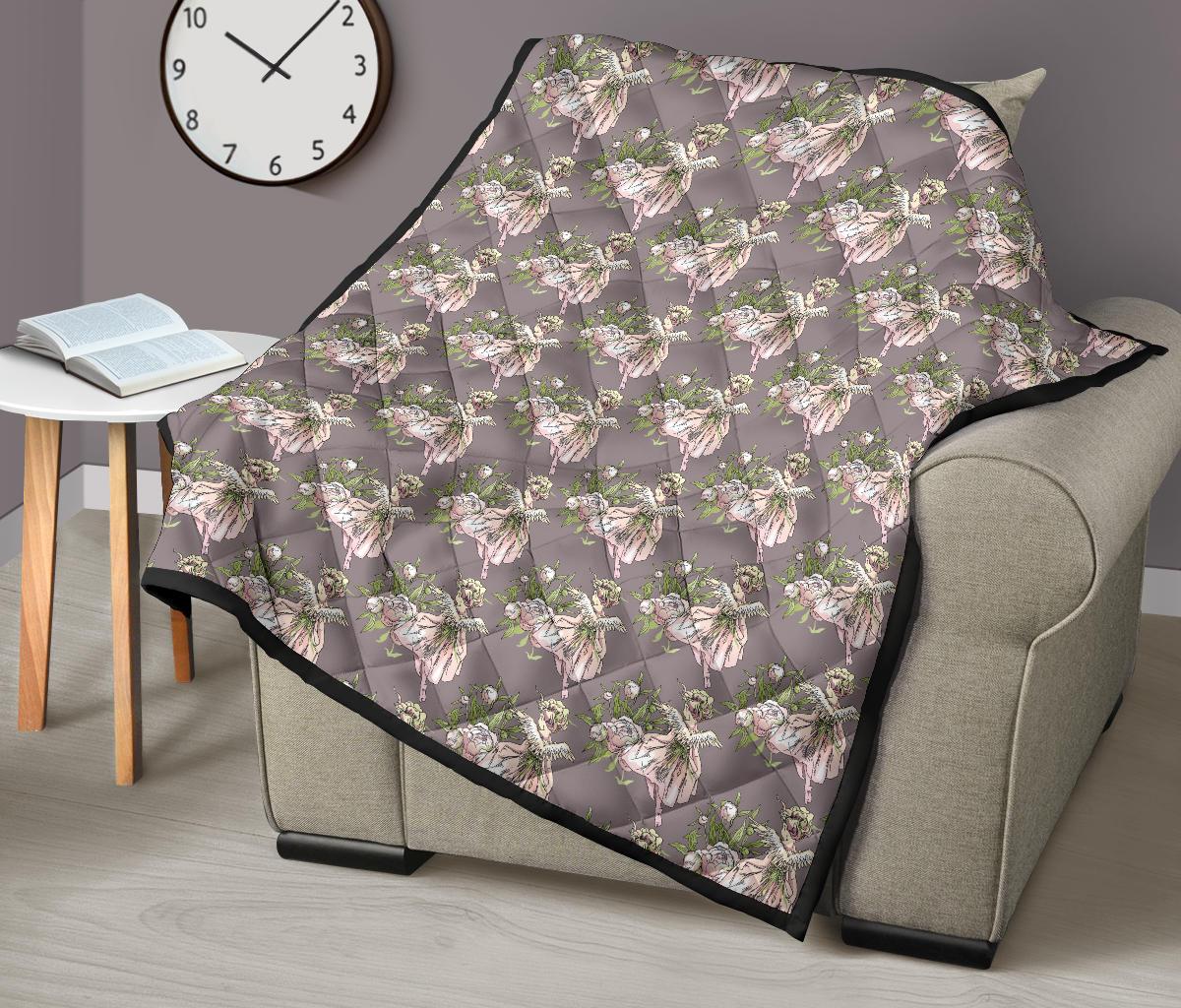 Angel Floral Print Pattern Quilt-grizzshop