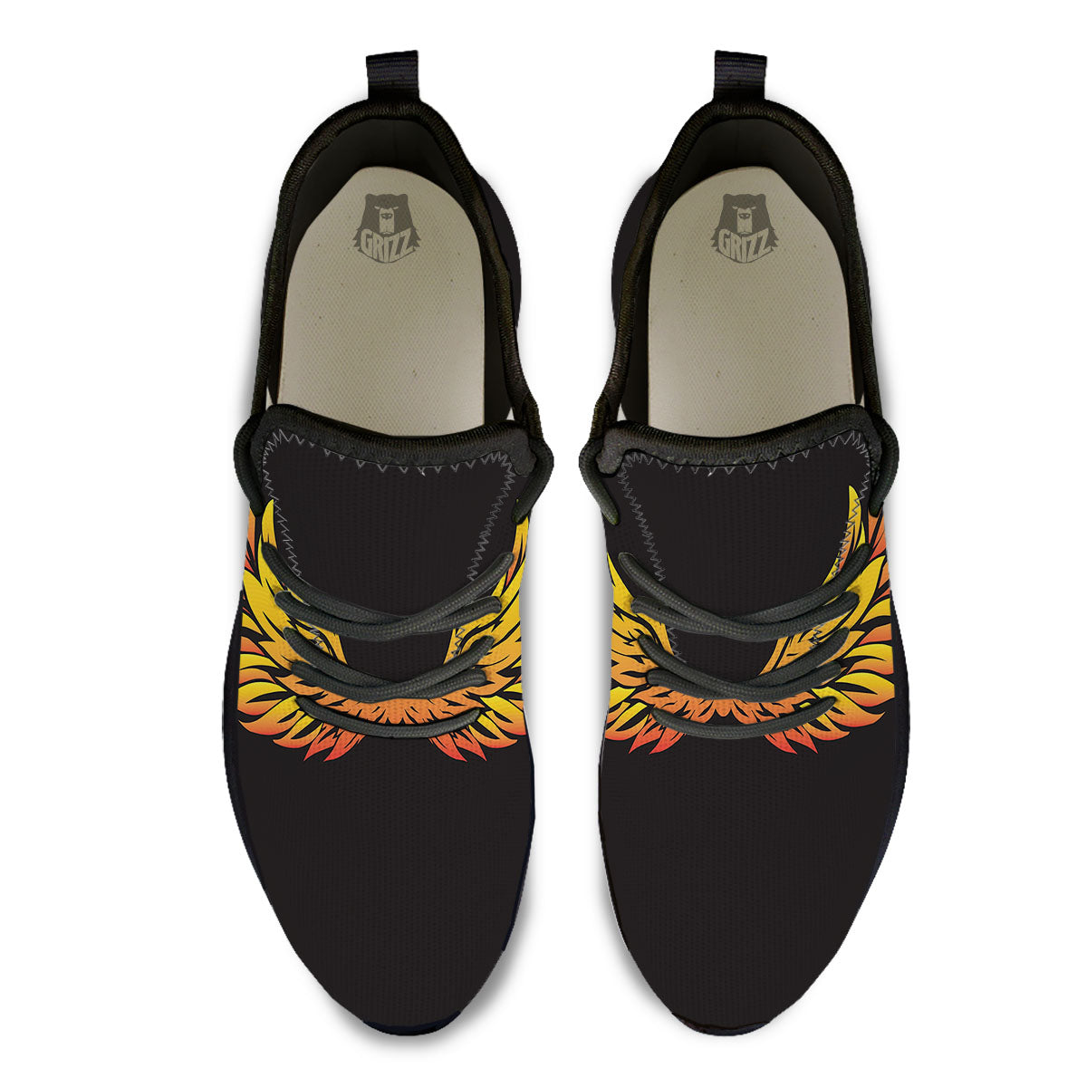 Angel Phoenix Print Black Athletic Shoes-grizzshop