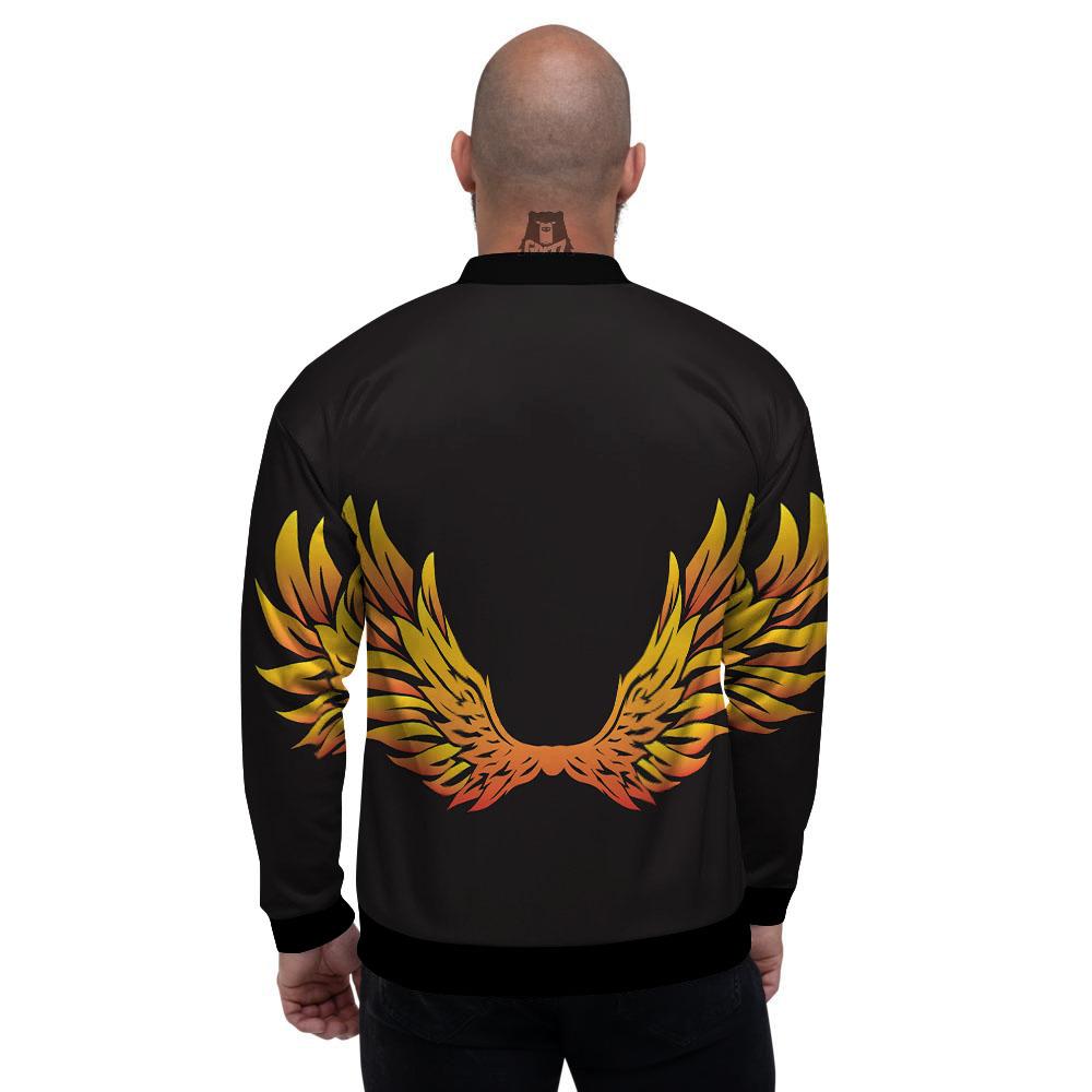 Angel Phoenix Print Men's Bomber Jacket-grizzshop