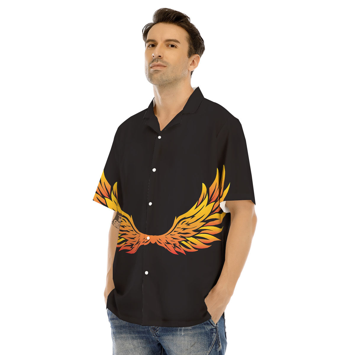 Angel Phoenix Print Men's Hawaiian Shirt-grizzshop