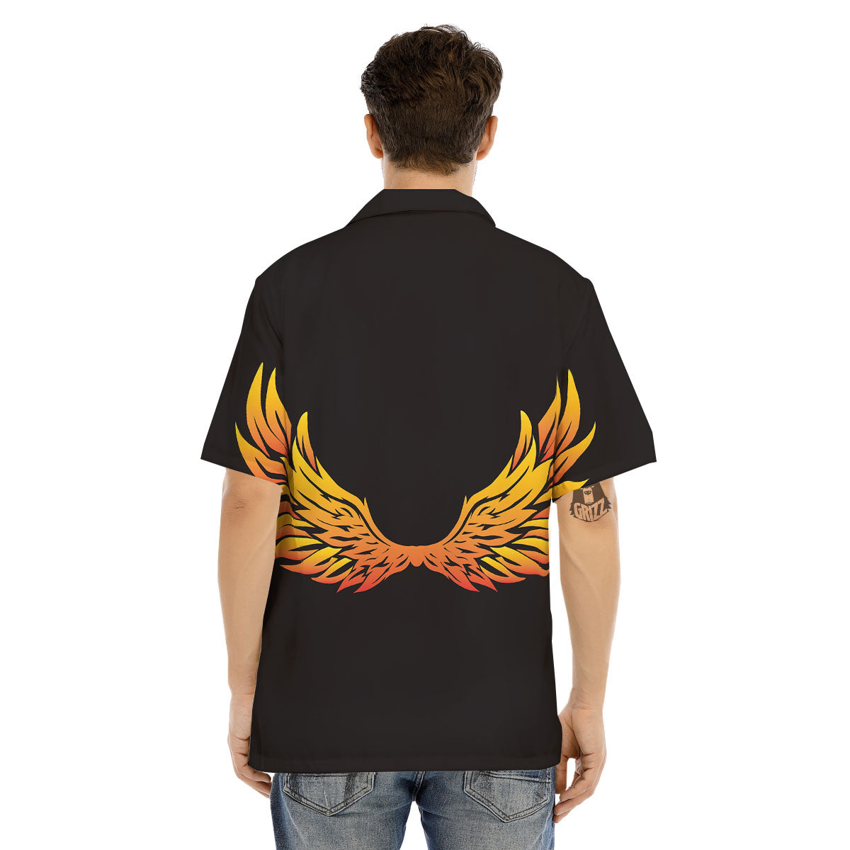 Angel Phoenix Print Men's Hawaiian Shirt-grizzshop