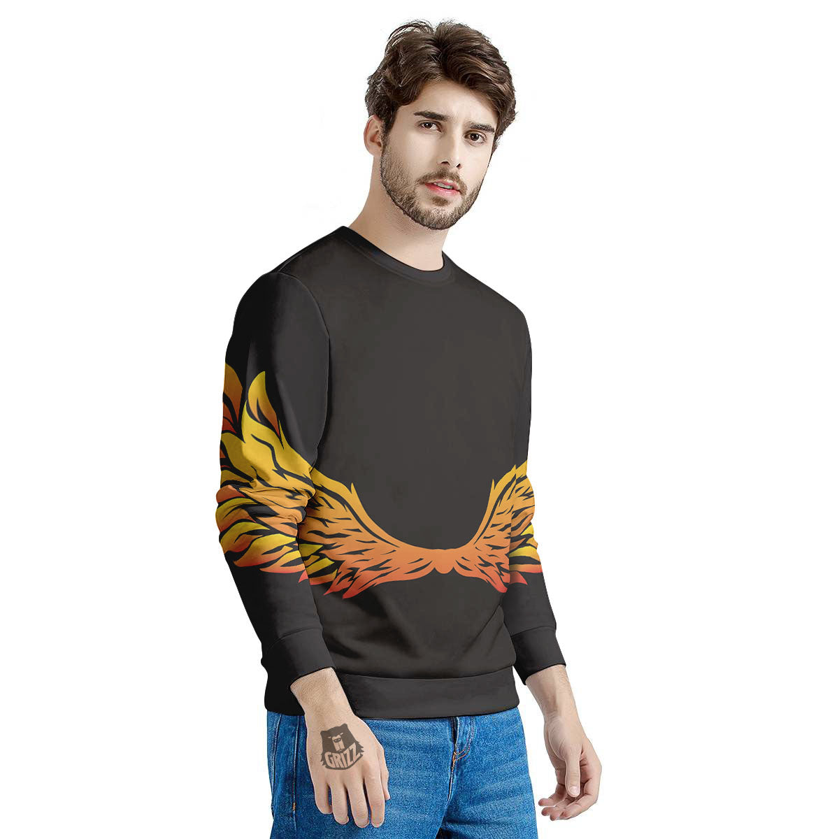 Angel Phoenix Print Men's Sweatshirt-grizzshop