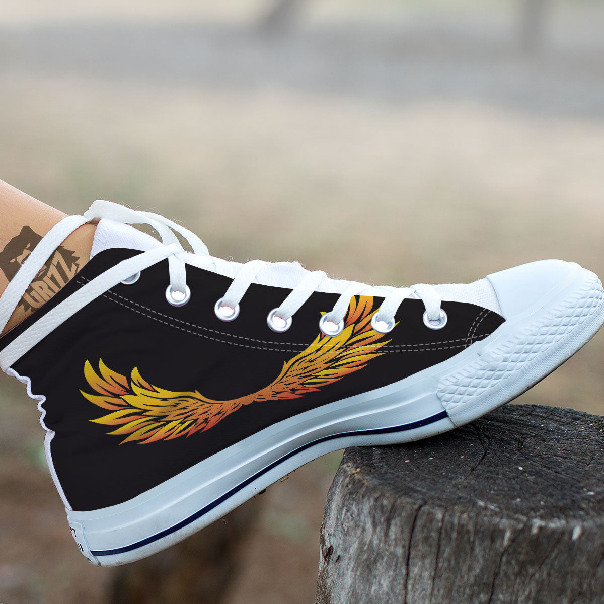 Angel Phoenix Print White High Top Shoes-grizzshop