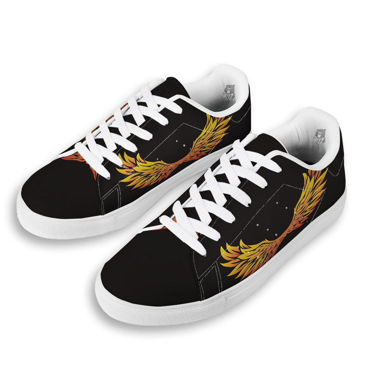 Angel Phoenix Print White Low Top Sneakers-grizzshop
