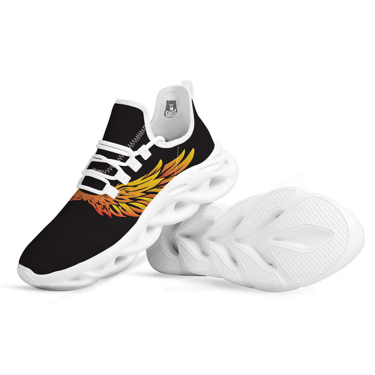 Angel Phoenix Print White Running Shoes-grizzshop