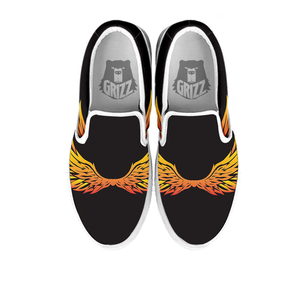 Angel Phoenix Print White Slip On Shoes-grizzshop