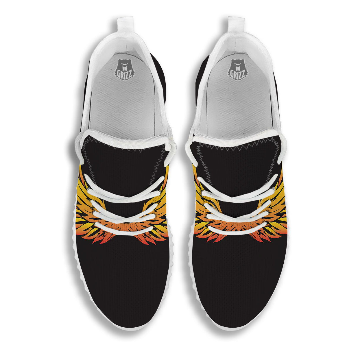 Angel Phoenix Print White Walking Shoes-grizzshop