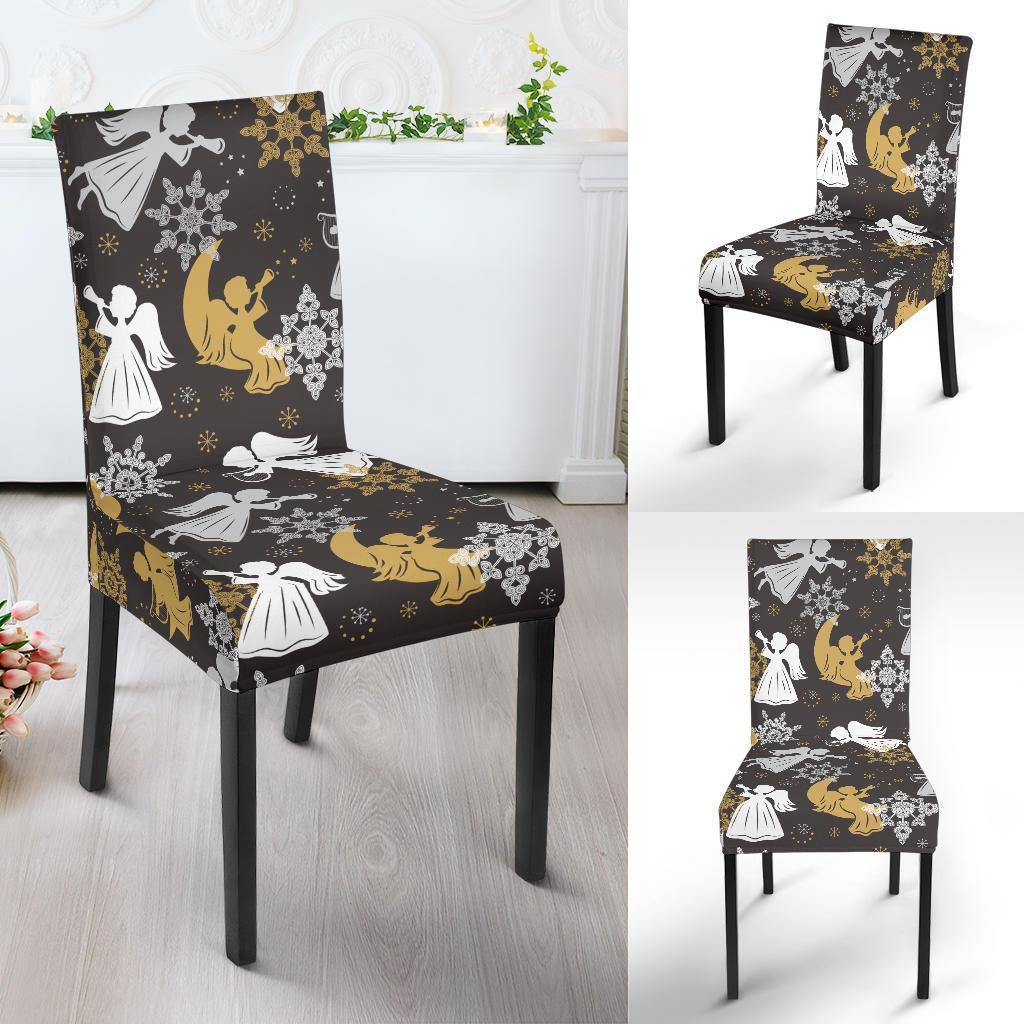 Angel Snowflake Print Pattern Chair Cover-grizzshop