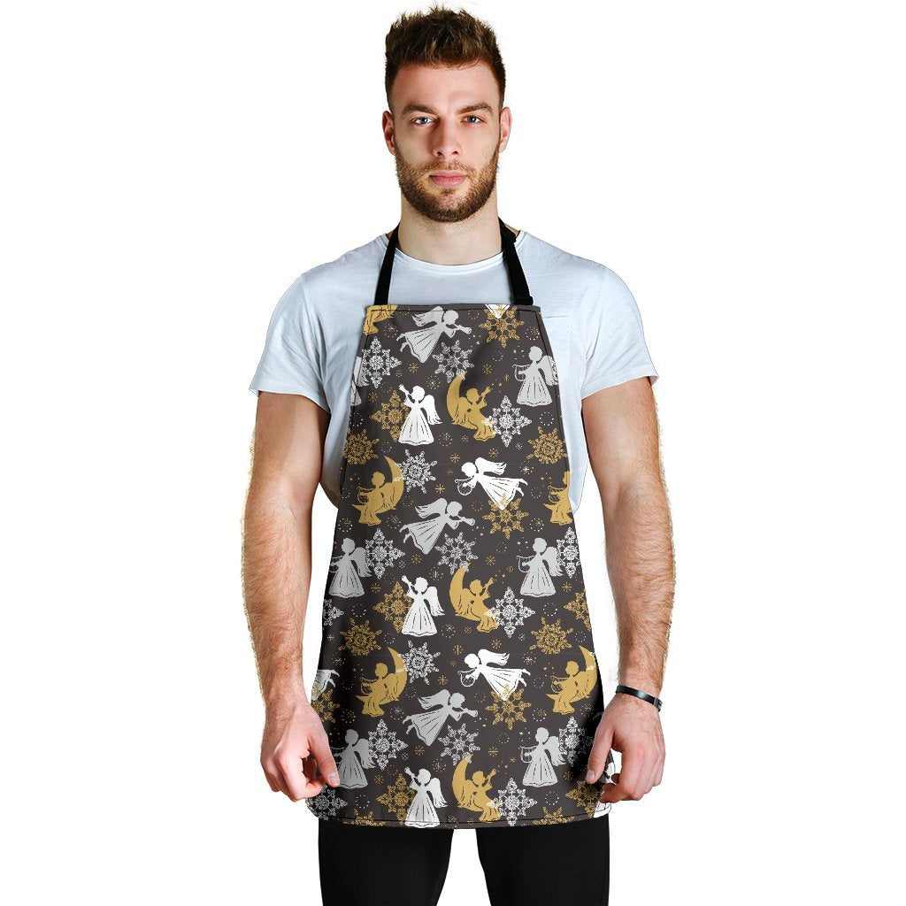 Angel Snowflake Print Pattern Men's Apron-grizzshop