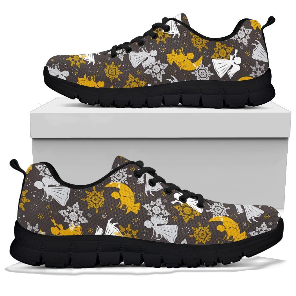 Angel Snowflake Print Pattern Sneaker Shoes For Men Women-grizzshop