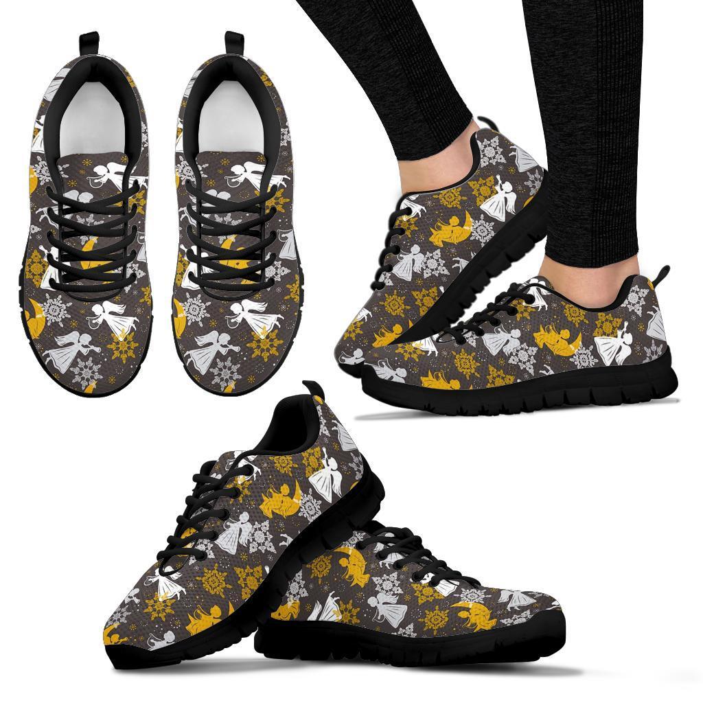 Angel Snowflake Print Pattern Sneaker Shoes For Men Women-grizzshop
