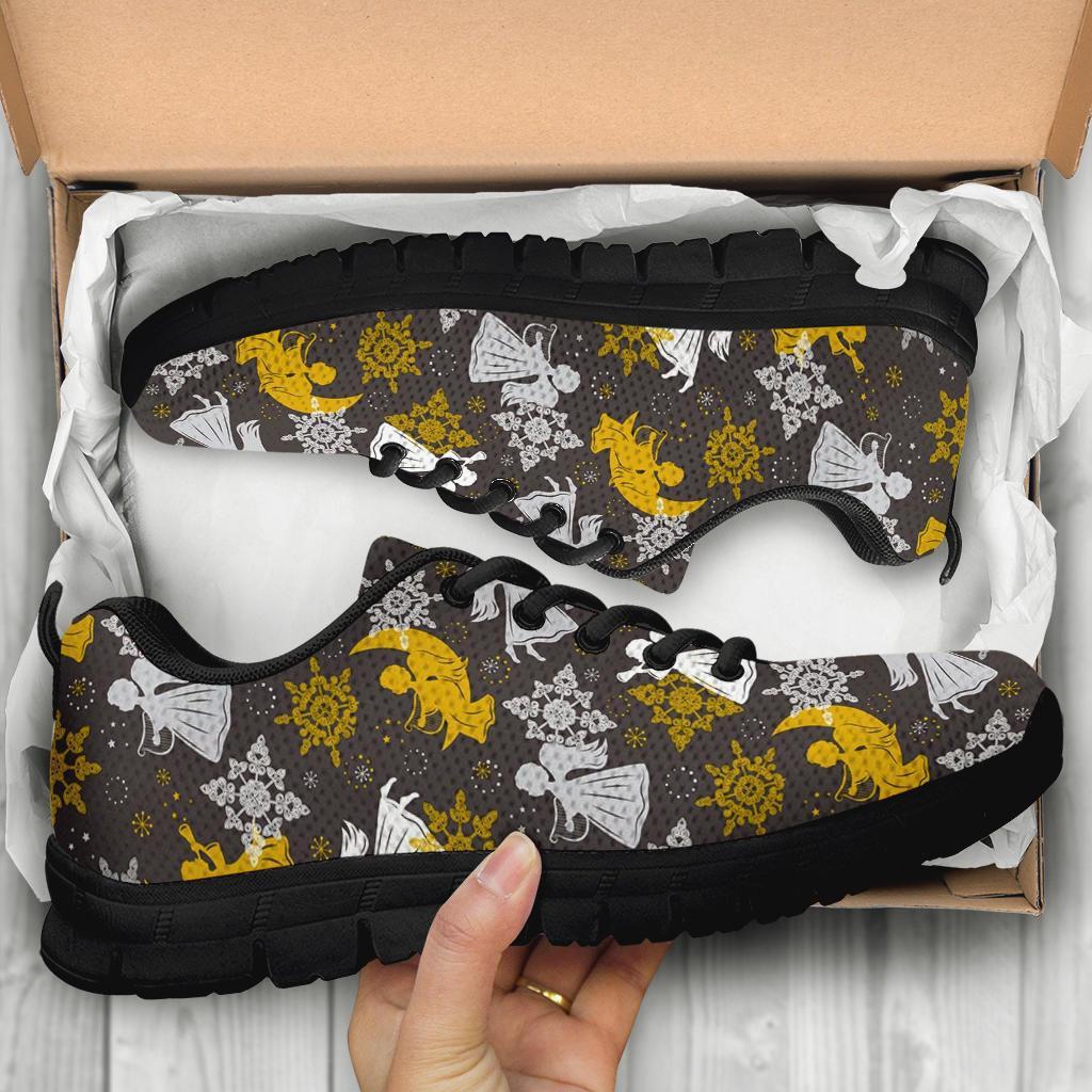 Angel Snowflake Print Pattern Sneaker Shoes For Men Women-grizzshop