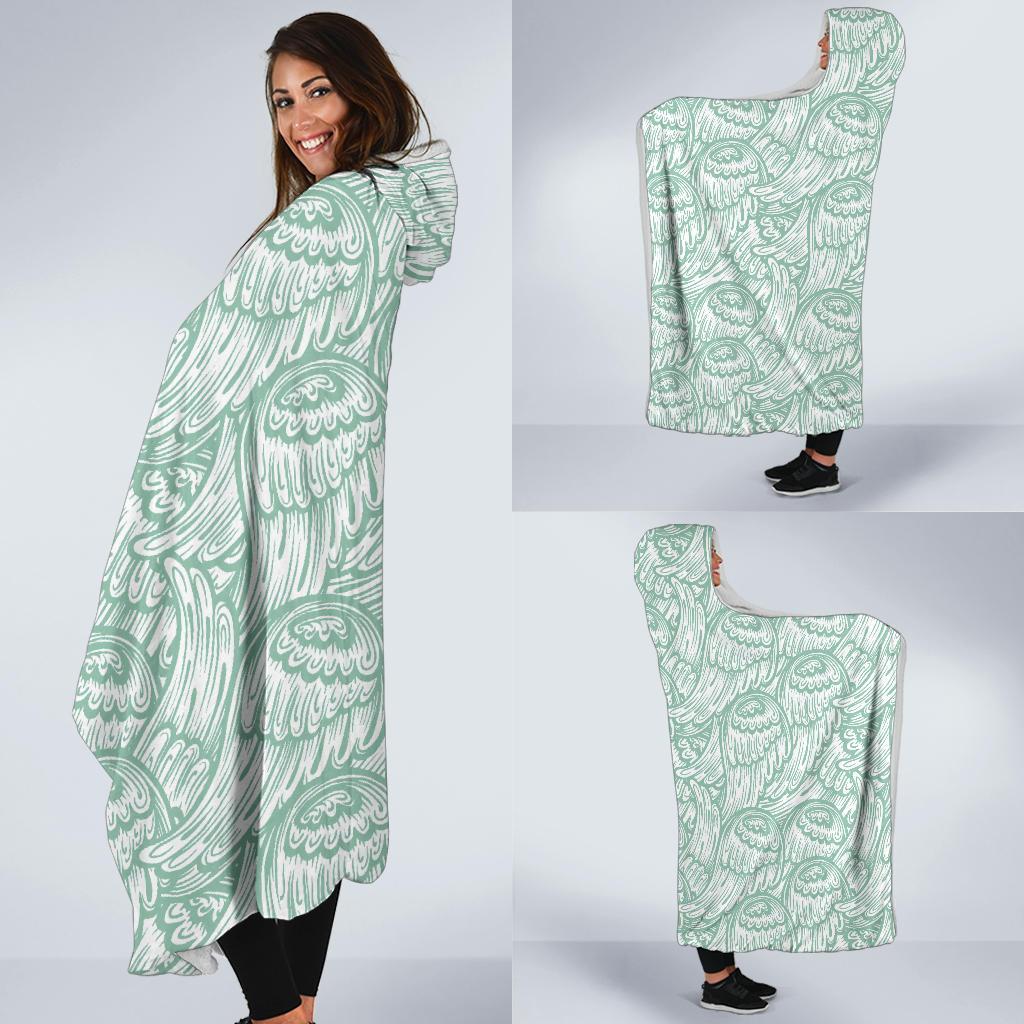 Angel Wing Pattern Print Hooded Blanket-grizzshop