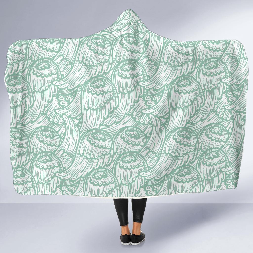 Angel Wing Pattern Print Hooded Blanket-grizzshop
