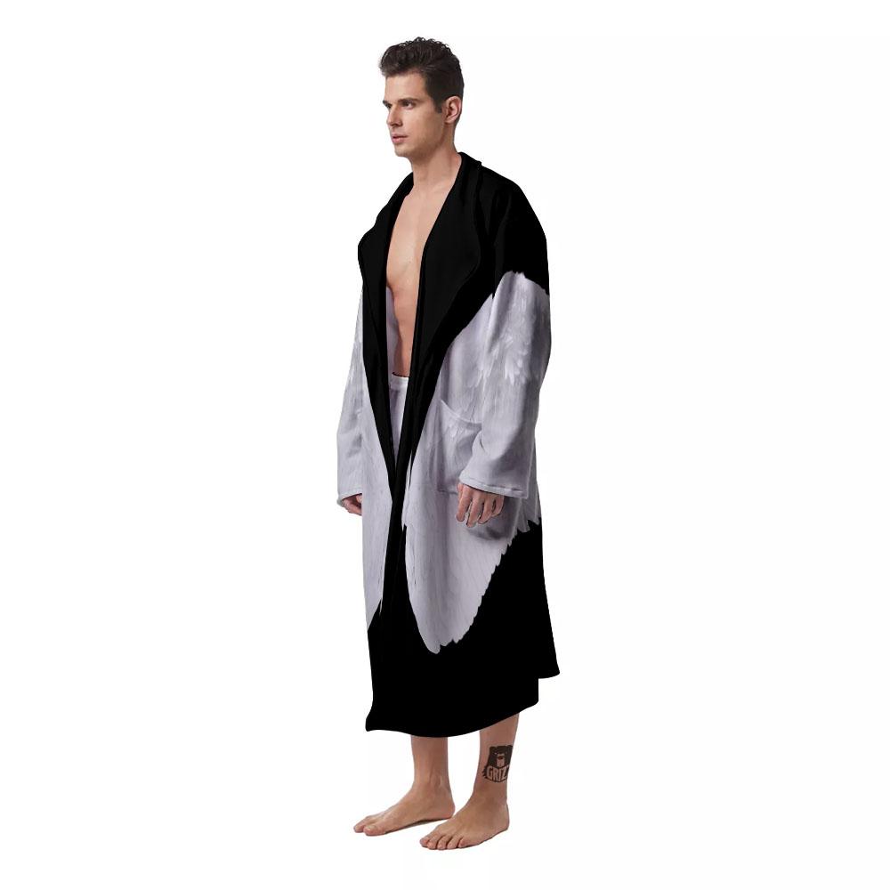 Angel Wings White Print Men's Robe-grizzshop