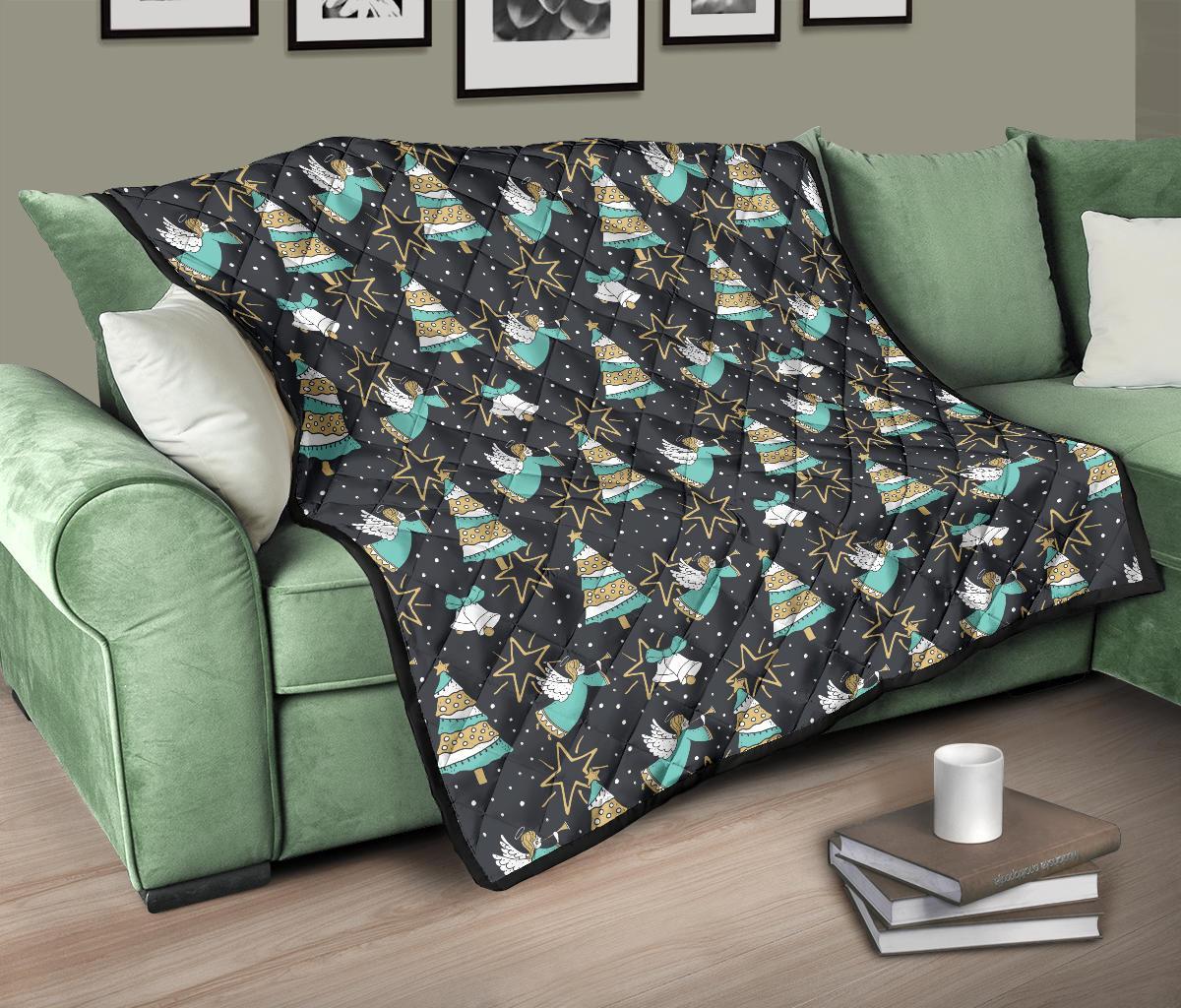Angel Christmas Print Pattern Quilt-grizzshop