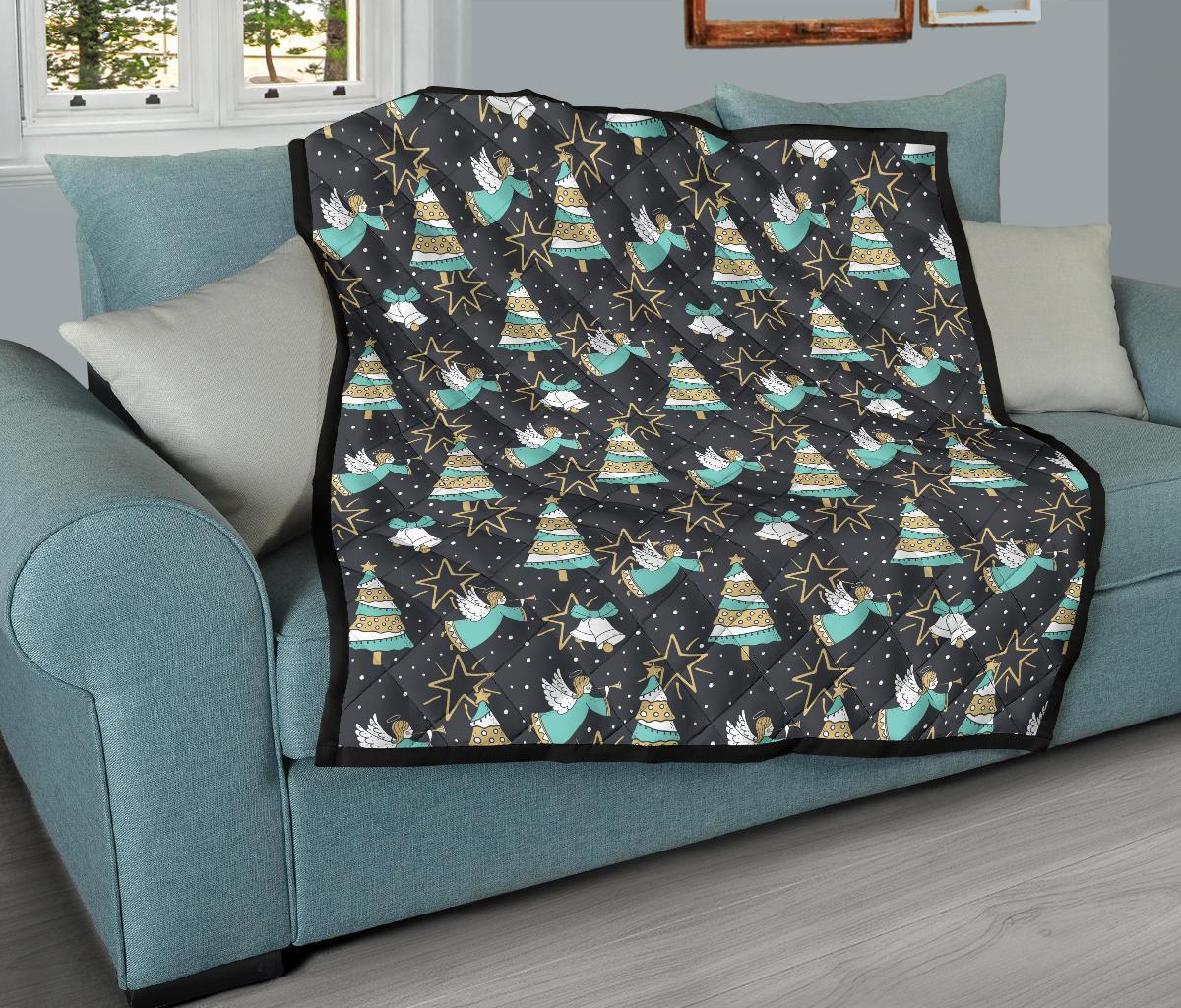 Angel Christmas Print Pattern Quilt-grizzshop