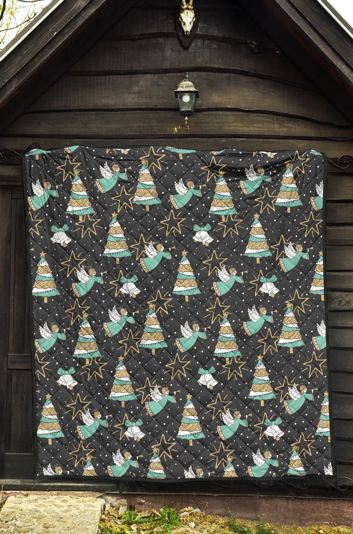 Angel Christmas Print Pattern Quilt-grizzshop